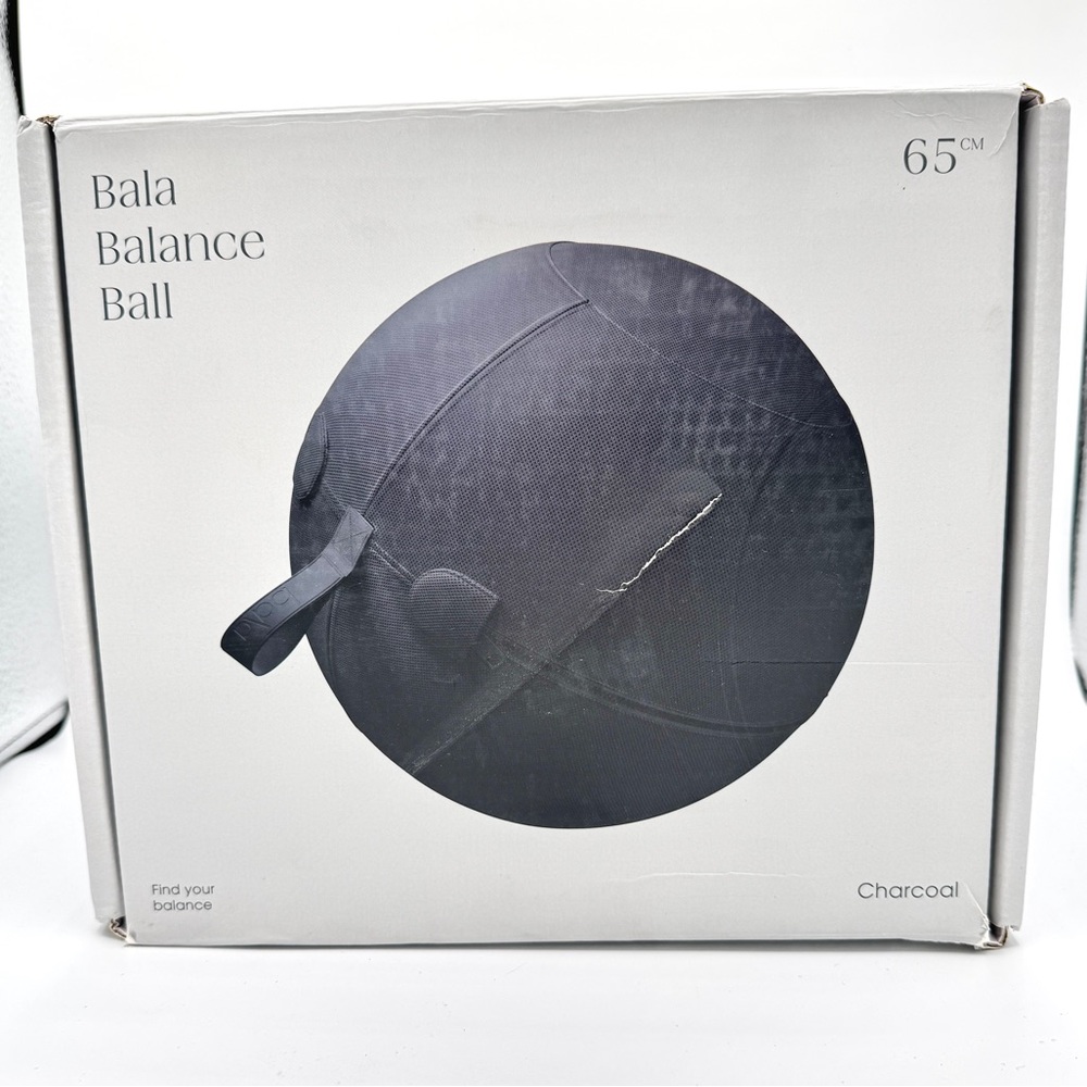 NWT Bala Balance Ball in Charcoal Grey, Exercise Yoga Ball , PVC with cover